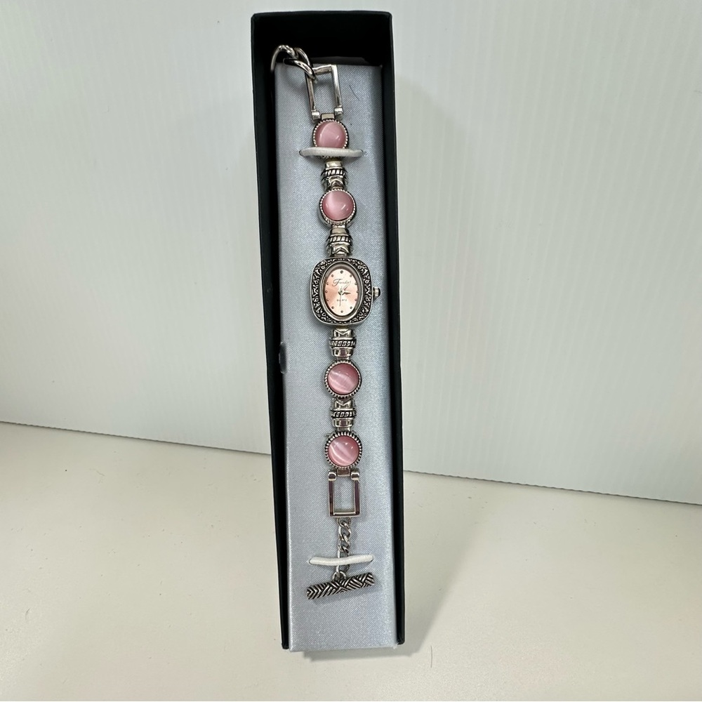 QUARTZ FONDINI Stainless Steel back Swiss Parts Pink Silver Watch - Picture 4 of 11